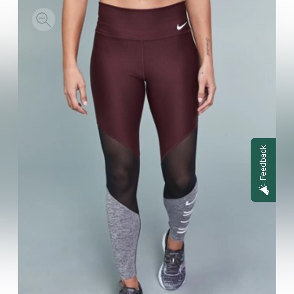 Nike Burgundy and Gray Leggings